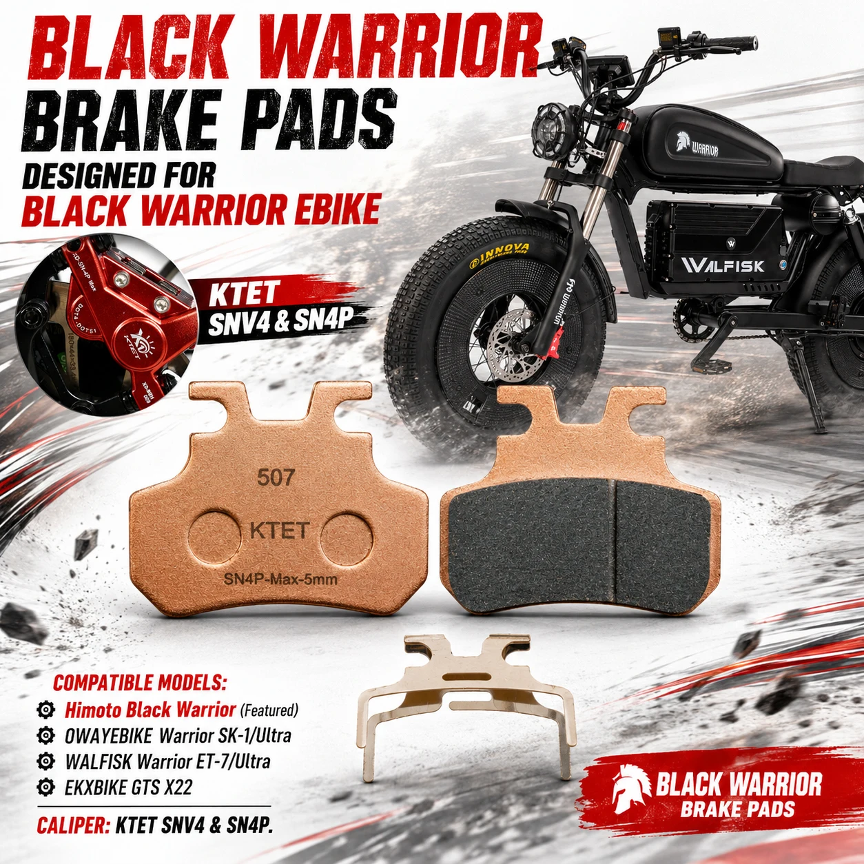 Black Warrior Brake Pads Semi-Metallic Night Ride Safe 2 Pairs for Himoto Black Warrior OWAYEBIKE SK-1 Ultra KTET SN-V4 XD-SN-4P
Black Warrior Brake Pads Semi-Metallic Night Ride Safe 2 Pairs for Himoto Black Warrior OWAYEBIKE SK-1 Ultra KTET SN-V4 XD-SN-4P