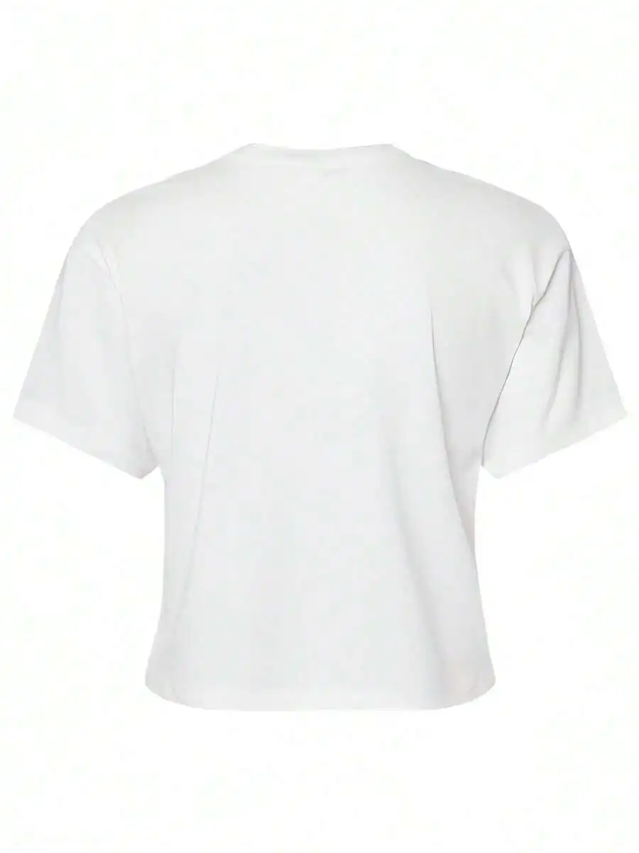 Womens Cropped T-Shirt With Graphic Print, Short Sleeve, Round Neck, Lightweight Polyester, Casual Summer Style
Womens Cropped T-Shirt With Graphic Print, Short Sleeve, Round Neck, Lightweight Polyester, Casual Summer Style