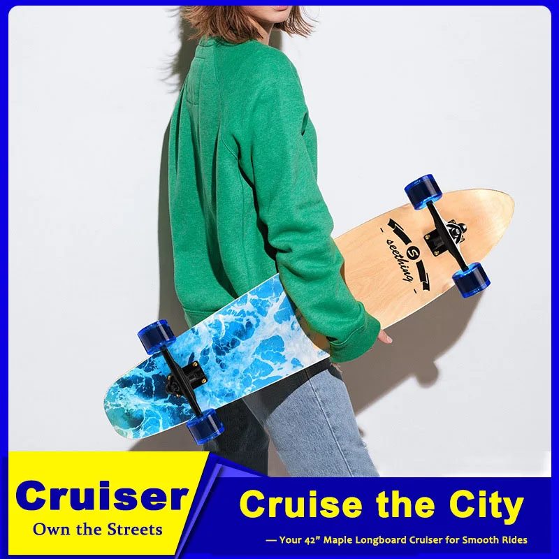 42 Inch Longboard Skateboard Complete Cruiser Single Kicktail Maple Wood for Adults Teens Beginners Dancing Street Sports
42 Inch Longboard Skateboard Complete Cruiser Single Kicktail Maple Wood for Adults Teens Beginners Dancing Street Sports