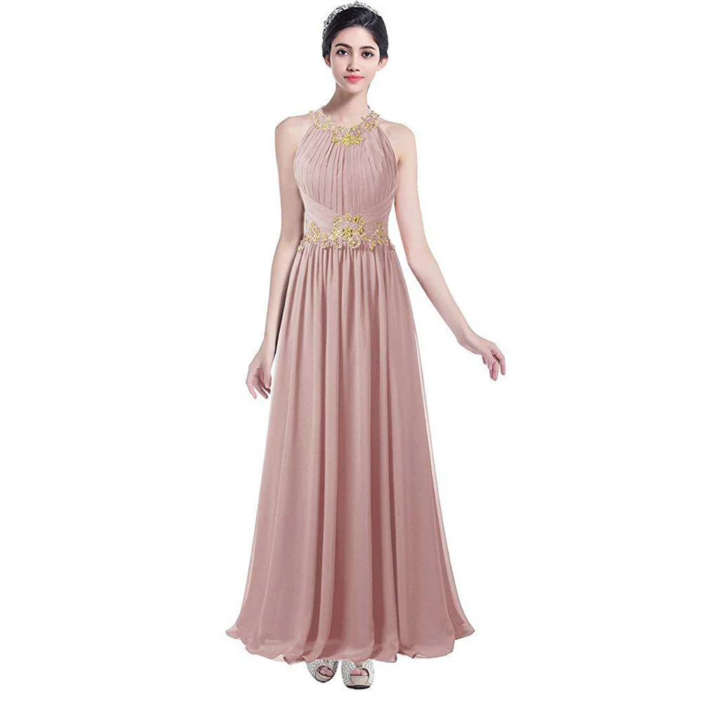 A Line Chiffon Halter Beading Applique Pleat Elegant Evening Bridesmaid Dresses Wedding Party Formal PromZipper Back
A Line Chiffon Halter Beading Applique Pleat Elegant Evening Bridesmaid Dresses Wedding Party Formal PromZipper Back
