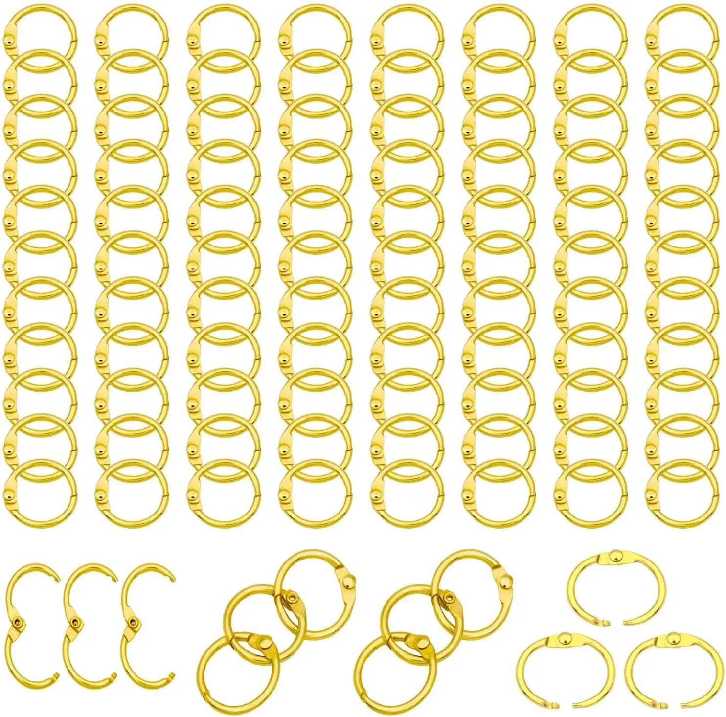 100 Pcs Metal Binder Rings, 16mm Inner Diameter, Golden, for Paper, Key Rings, Index Cards, Home Office School
100 Pcs Metal Binder Rings, 16mm Inner Diameter, Golden, for Paper, Key Rings, Index Cards, Home Office School