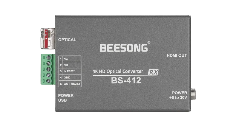 BEESONG BS-412 4K60Hz Fiber Optic Converter 10KM Single Mode Transmission Uncompressed Video/Data Fiber Extender
BEESONG BS-412 4K60Hz Fiber Optic Converter 10KM Single Mode Transmission Uncompressed Video/Data Fiber Extender