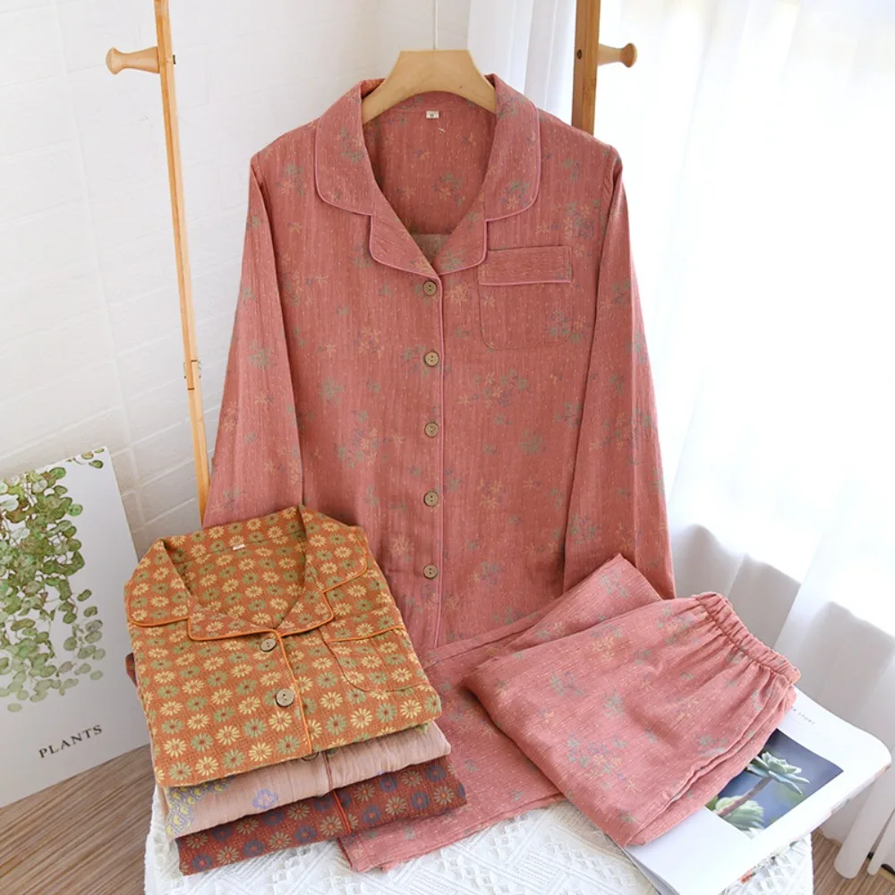 Women's Cotton Jacquard Pajama Set Spring Autumn Long Sleeve Lightweight Gauze Loungewear 2PC Outfit Wearable Home Clothes
Women's Cotton Jacquard Pajama Set Spring Autumn Long Sleeve Lightweight Gauze Loungewear 2PC Outfit Wearable Home Clothes