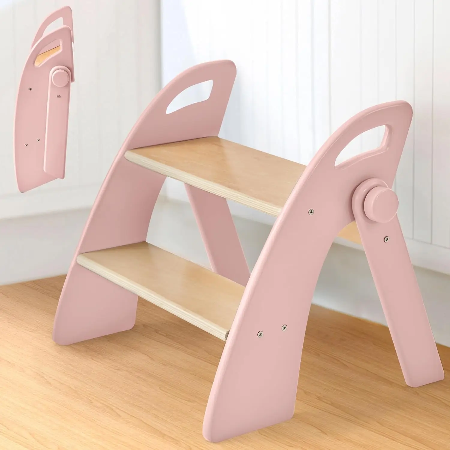 Wooden 2 Step Stool for Toddlers, Foldable 2-Step with Non-Slip Pads and Handles, Bamboo Step Stool for Kids Bathroom S
Wooden 2 Step Stool for Toddlers, Foldable 2-Step with Non-Slip Pads and Handles, Bamboo Step Stool for Kids Bathroom S
