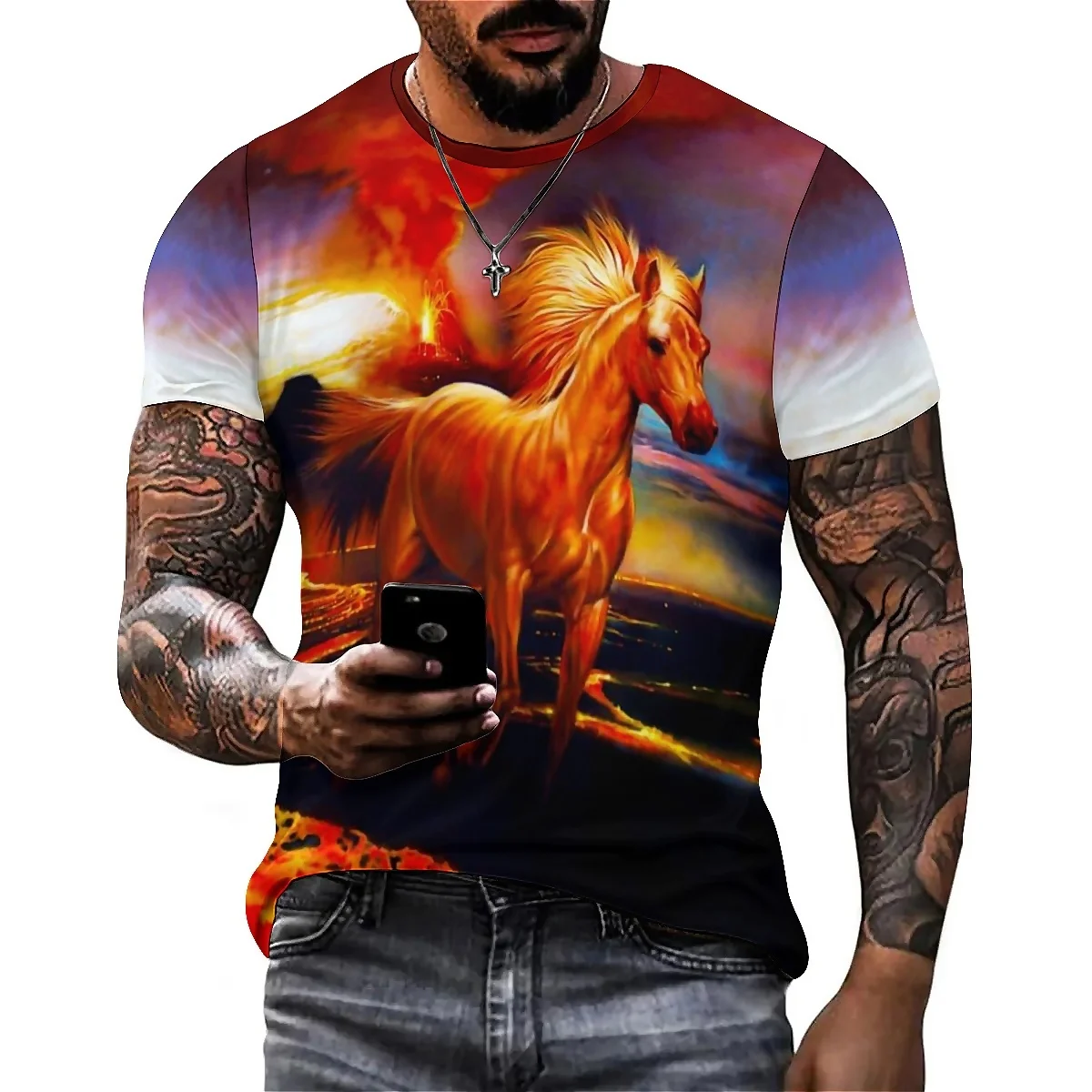 Fashionable Loose Chinese Pattern Men's 3D Printed Short-Sleeve T-Shirt - Men's Party Printed Top
Fashionable Loose Chinese Pattern Men's 3D Printed Short-Sleeve T-Shirt - Men's Party Printed Top