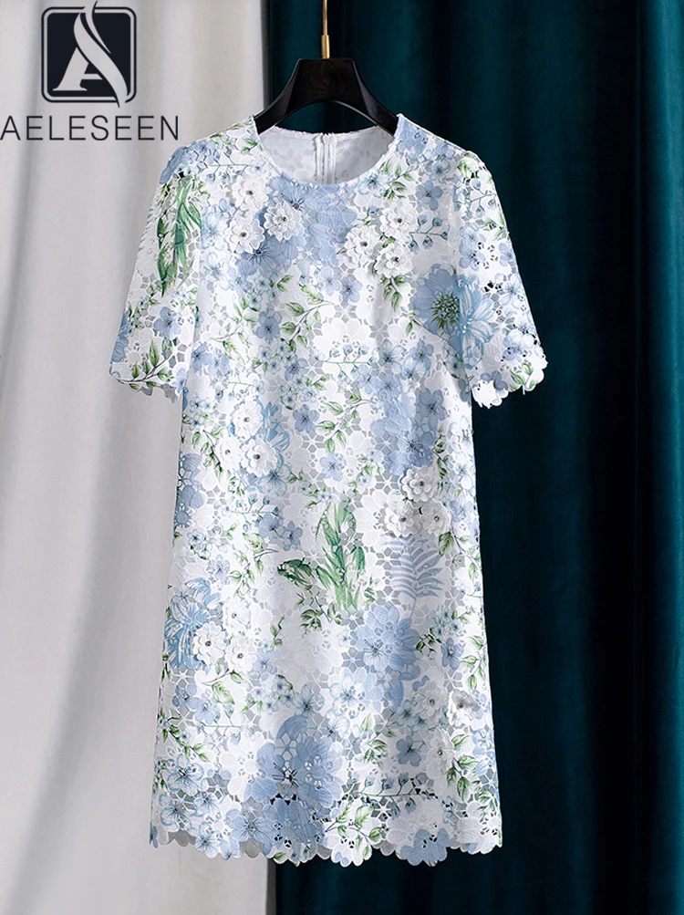 AELESEEN 2025 Spring Summer Mini Dress Women Short Sleeve 3D Appliques Diamonds Flower Printed Lace Elegant Party Female
AELESEEN 2025 Spring Summer Mini Dress Women Short Sleeve 3D Appliques Diamonds Flower Printed Lace Elegant Party Female