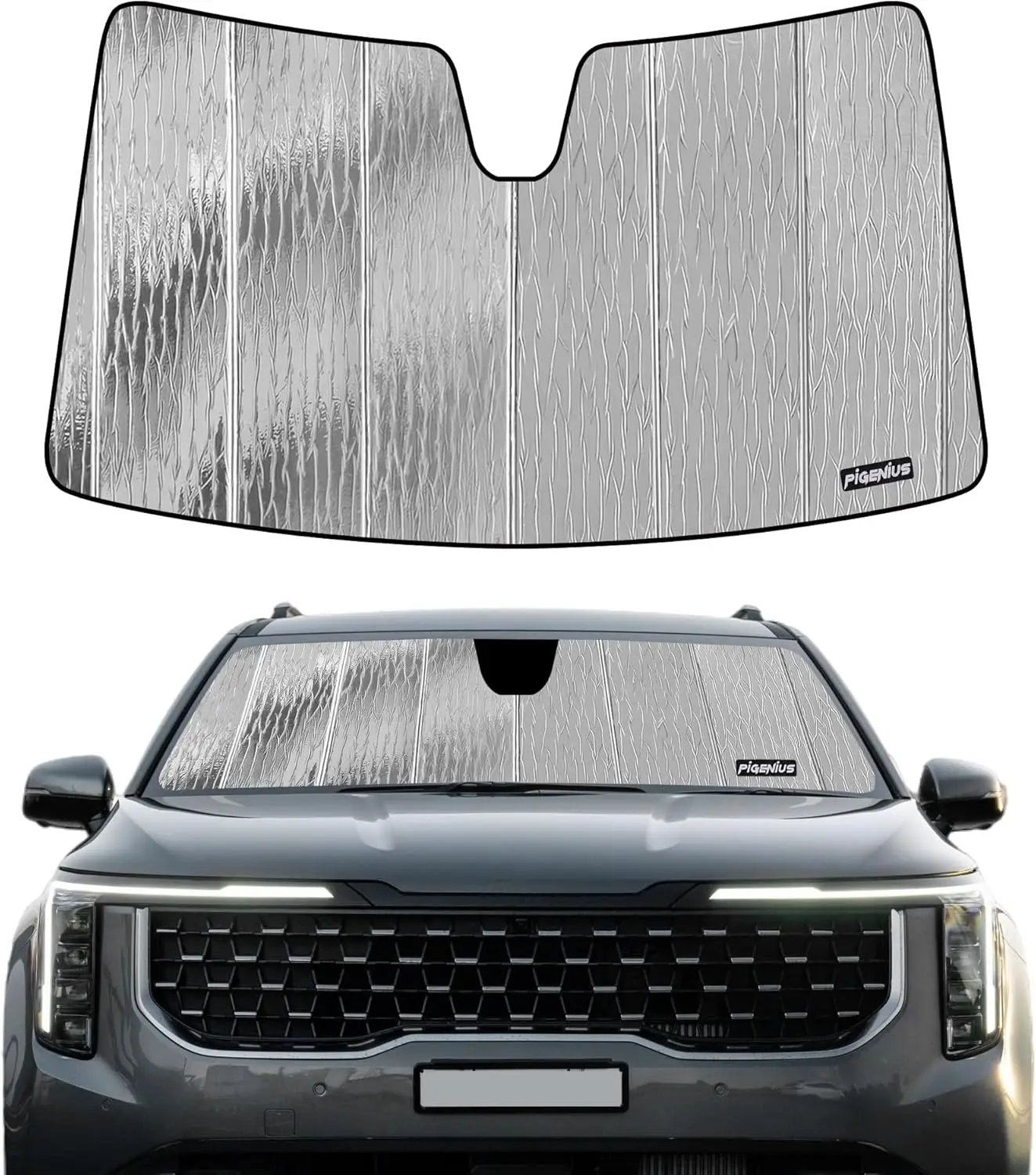 Windshield Sun Shade for Kia Carnival 2021-2025, 2-in-1 Reflective Shield, Silver (Summer), Black (Winter)
Windshield Sun Shade for Kia Carnival 2021-2025, 2-in-1 Reflective Shield, Silver (Summer), Black (Winter)