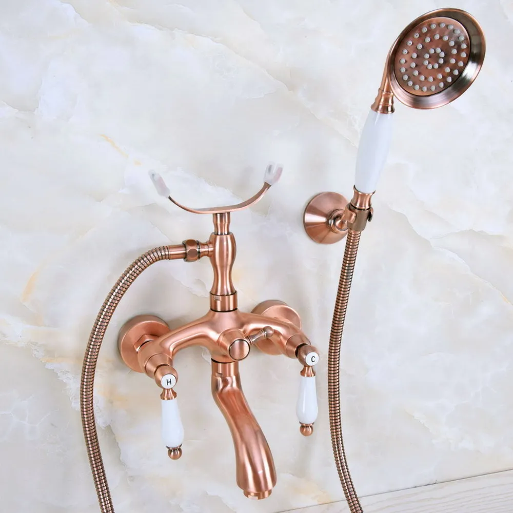 Antique Red Copper Bathtub Faucet Wall Mount Handheld Bath Tub Mixer System with Handshower Telephone Style
Antique Red Copper Bathtub Faucet Wall Mount Handheld Bath Tub Mixer System with Handshower Telephone Style