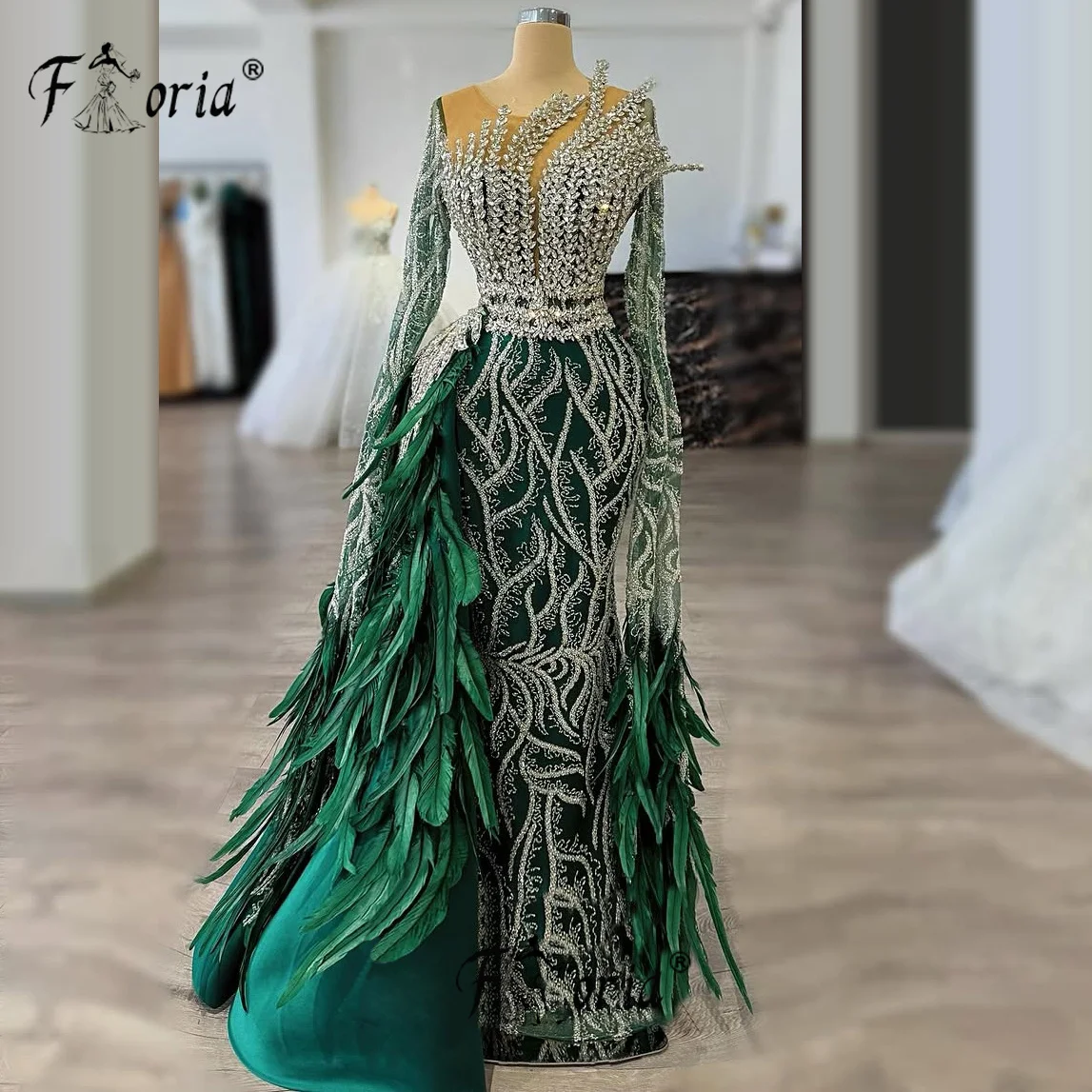 Elegant Dark Green Beaded Crystal Evening Dress Mermaid Long Sleeve Dubai vestidos de ocasión formales Robe soiree Customzied
Elegant Dark Green Beaded Crystal Evening Dress Mermaid Long Sleeve Dubai vestidos de ocasión formales Robe soiree Customzied