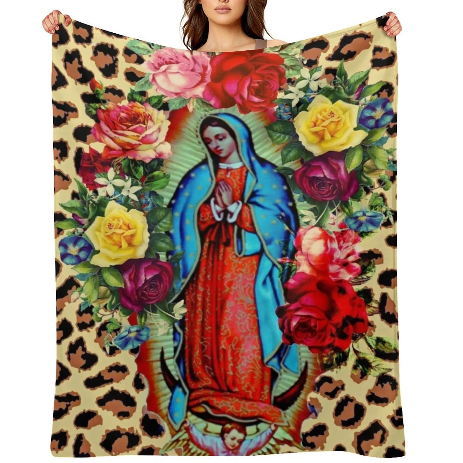 Our Lady Guadalupe on Leopard Print Throw Blanket Furry Flannel Fabric Fashion Sofas Picnic Blankets
Our Lady Guadalupe on Leopard Print Throw Blanket Furry Flannel Fabric Fashion Sofas Picnic Blankets