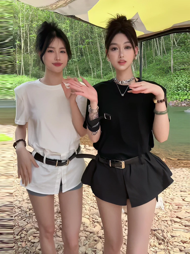 Street Style Splice T-Shirt Women's Short Sleeve round Neck Pullover Slim Fit Summer New Fashion Single Color Design Top
Street Style Splice T-Shirt Women's Short Sleeve round Neck Pullover Slim Fit Summer New Fashion Single Color Design Top