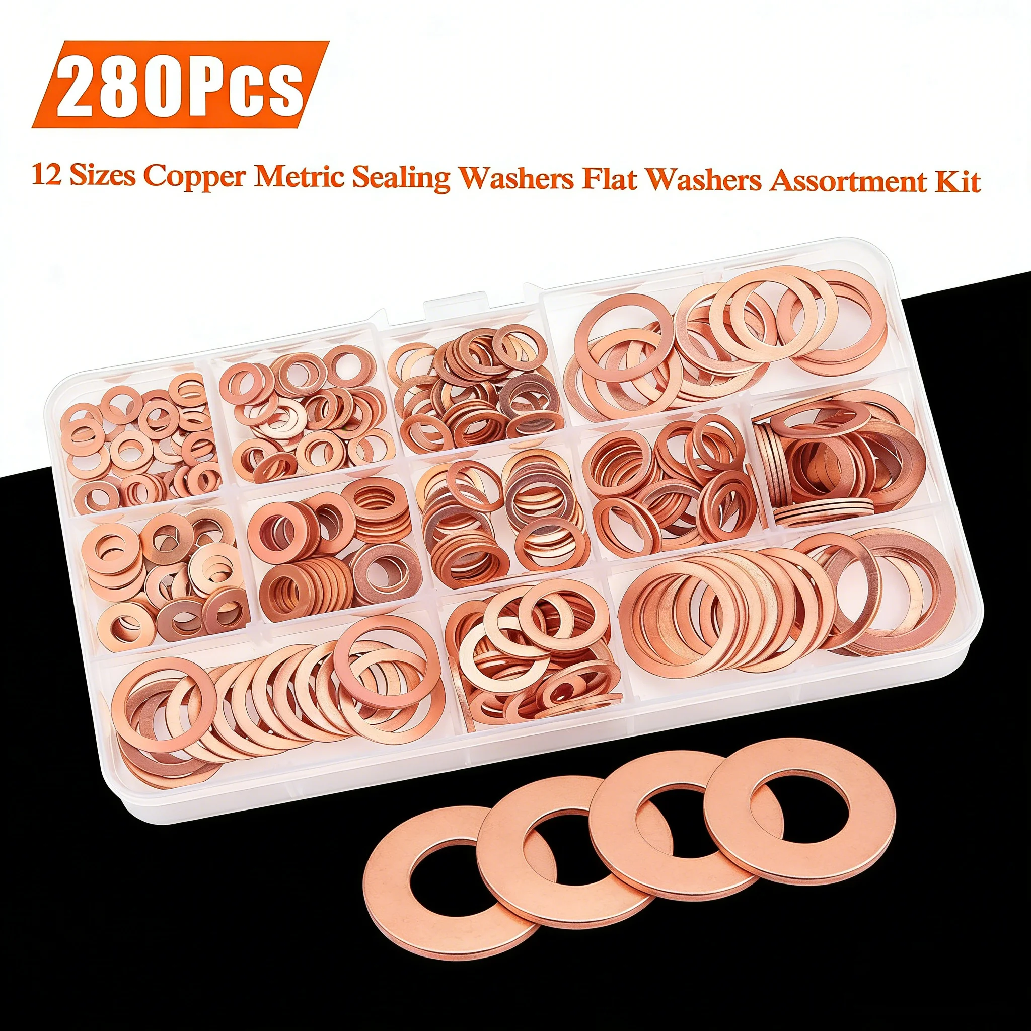 100/200PCS Copper Washer Gasket Nut and Bolt Set Flat Ring Seal Assortment Kit M8/M10/M12/M14 for Sump Plugs
100/200PCS Copper Washer Gasket Nut and Bolt Set Flat Ring Seal Assortment Kit M8/M10/M12/M14 for Sump Plugs