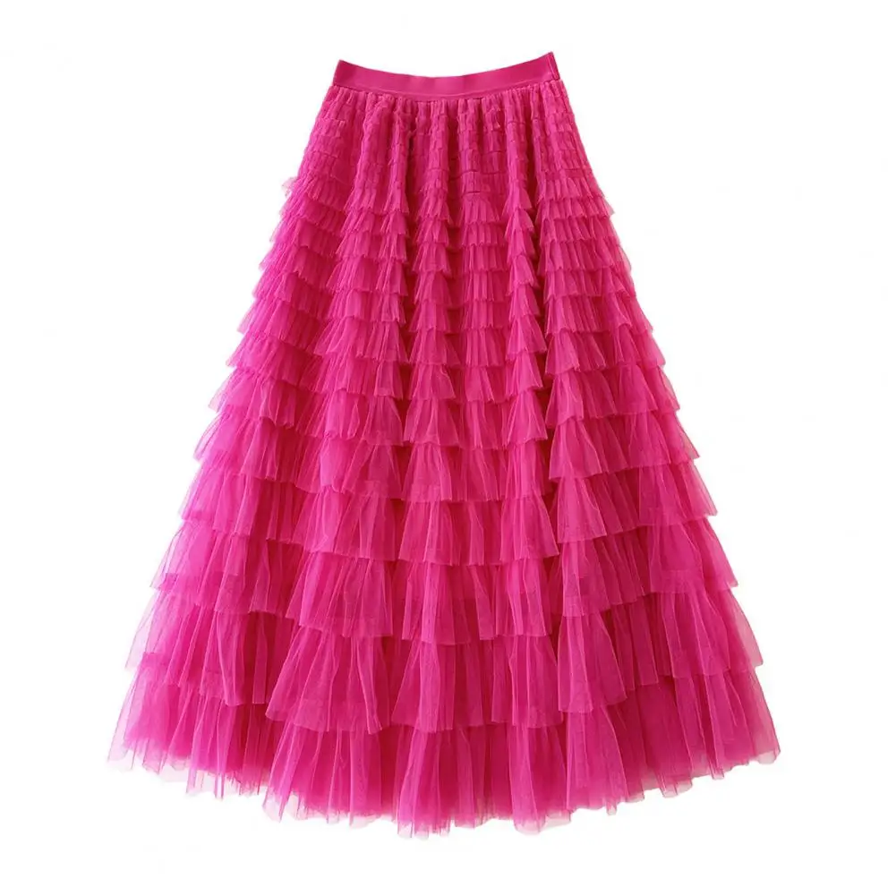 High Waist Skirt Lightweight Women Skirt Elastic High Waist A-line Midi Skirt Multi-layer Ruffle Trim Mesh Hem Pure for Work
High Waist Skirt Lightweight Women Skirt Elastic High Waist A-line Midi Skirt Multi-layer Ruffle Trim Mesh Hem Pure for Work