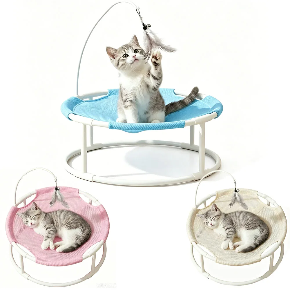 Cat Bed Summer Hammock Bed Free-Standing Cats Sleeping Supplies Washable & Breathable Easy Assembly, Round Mesh Pet Camping Bed
Cat Bed Summer Hammock Bed Free-Standing Cats Sleeping Supplies Washable & Breathable Easy Assembly, Round Mesh Pet Camping Bed
