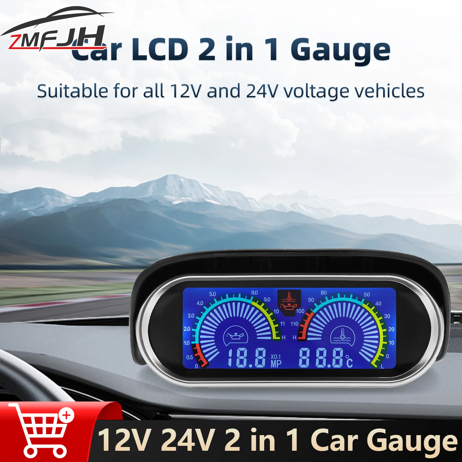 LCD 2 In 1 Oil Pressure + Water Temp Meter For Car Truck 1/8 NPT Oil Pressure Sensor Water Temperature Indicator Sensor 12V/24V
LCD 2 In 1 Oil Pressure + Water Temp Meter For Car Truck 1/8 NPT Oil Pressure Sensor Water Temperature Indicator Sensor 12V/24V