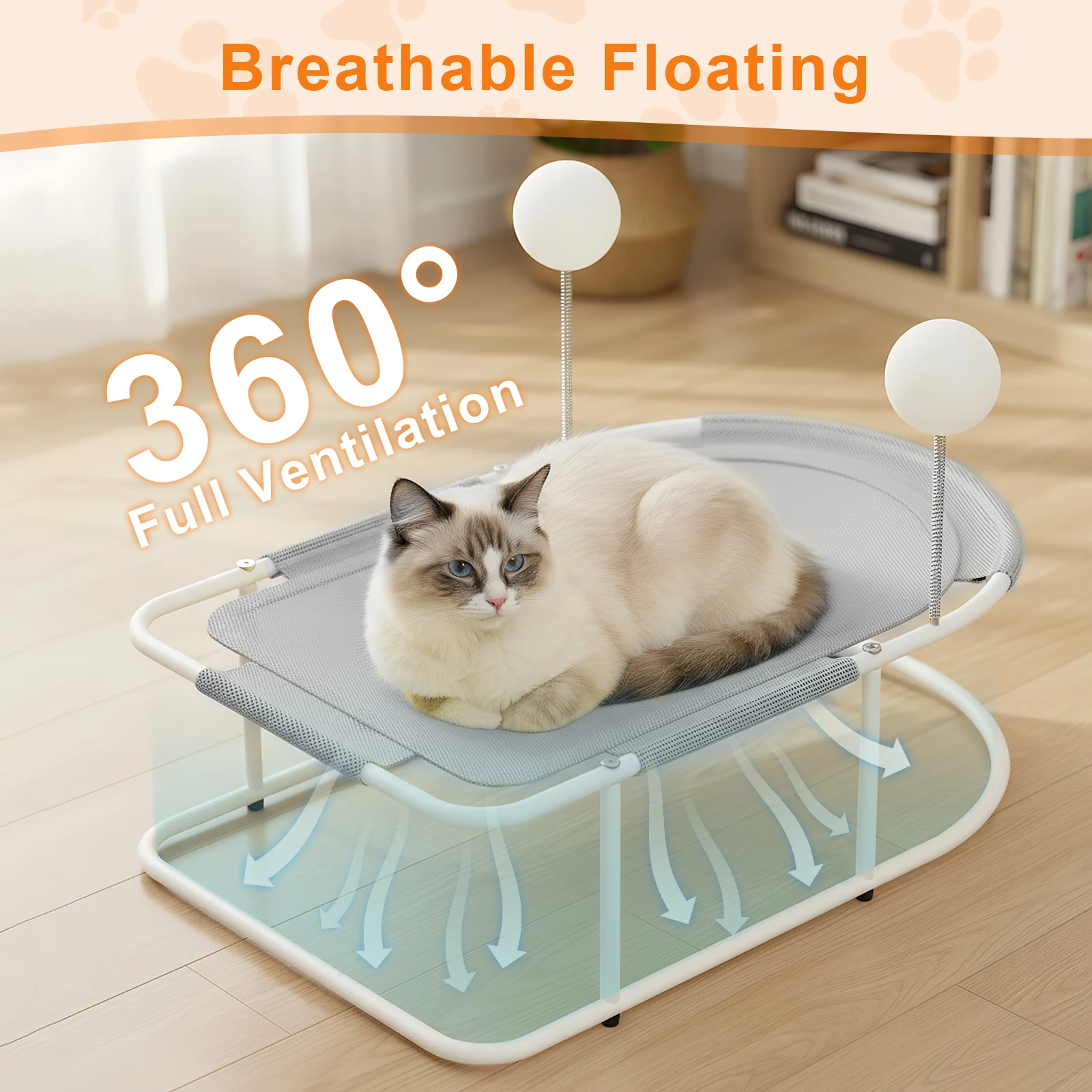 Free-Standing Elevated Cat Bed With Washable Breathable Mesh for Pets (Grey)
Free-Standing Elevated Cat Bed With Washable Breathable Mesh for Pets (Grey)