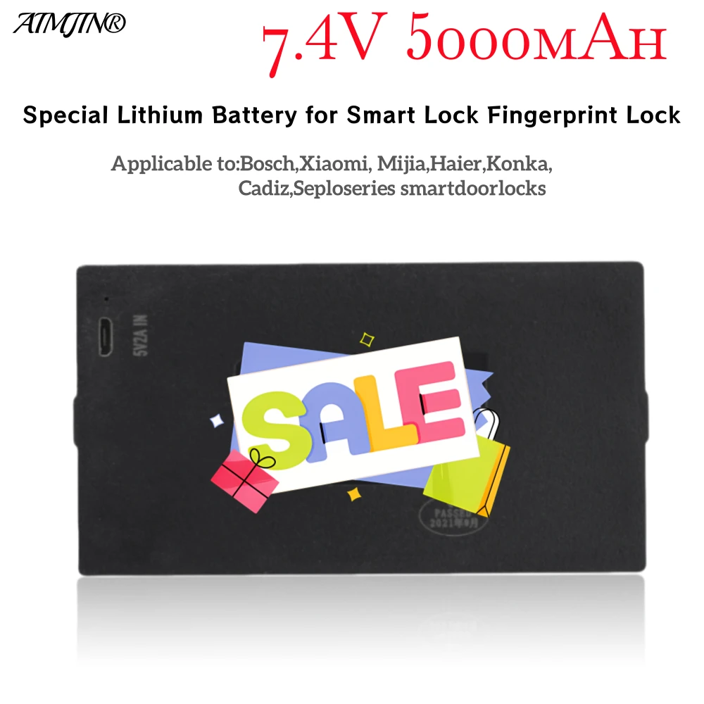Аккумулятор для умного дверного замка 7.4V 5000mAh литий-полимерный для замков с паролем, распознаванием лица и отпечатков пальцев
Аккумулятор для умного дверного замка 7.4V 5000mAh литий-полимерный для замков с паролем, распознаванием лица и отпечатков пальцев