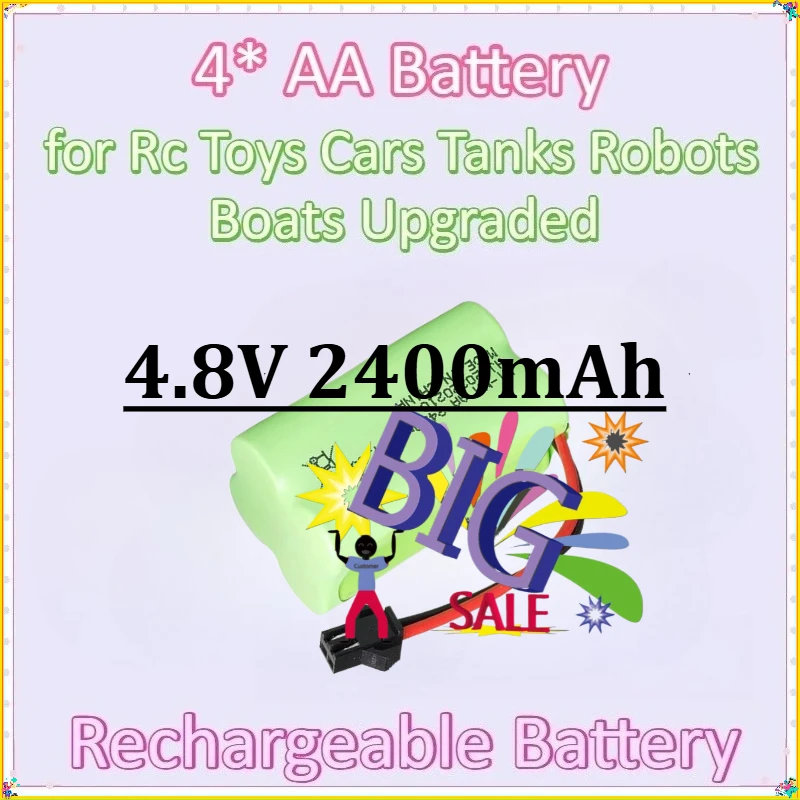 4.8V 2400mAh For Rc Toys Cars Tanks Robots Boats Upgraded High-Capacity Rechargeable Battery 4* AA Battery New NiMH Battery
4.8V 2400mAh For Rc Toys Cars Tanks Robots Boats Upgraded High-Capacity Rechargeable Battery 4* AA Battery New NiMH Battery