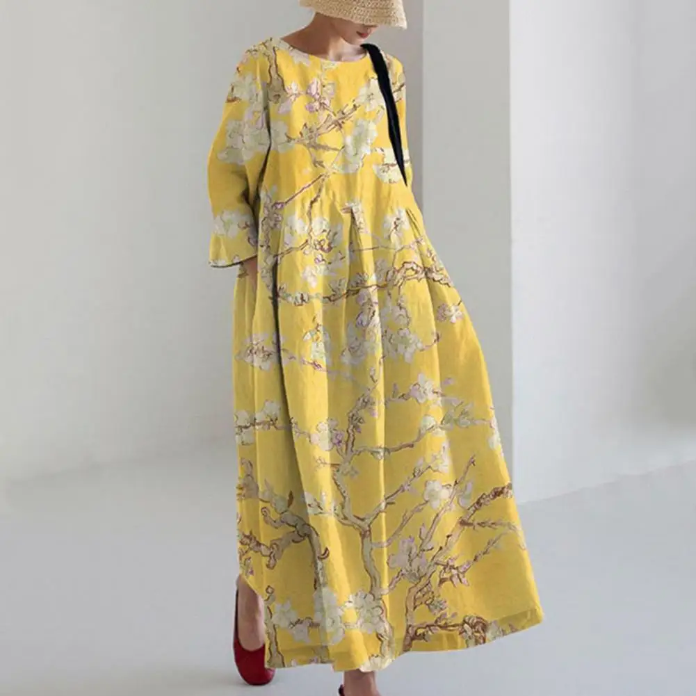Lady Printed Dress Floral Print A-line Maxi Dress Elegant Loose-fit with Side Pockets Pleated Hem for or Formal Occasions Lady
Lady Printed Dress Floral Print A-line Maxi Dress Elegant Loose-fit with Side Pockets Pleated Hem for or Formal Occasions Lady