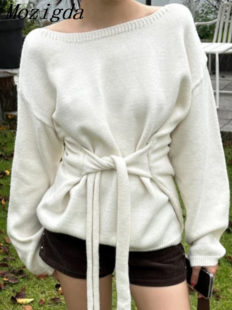 Spring Autumn Knitted Sweater Women Korean Fashion Lace Up Waisted Jumper Women Ladies Sweaters Tops Pull Femme
Spring Autumn Knitted Sweater Women Korean Fashion Lace Up Waisted Jumper Women Ladies Sweaters Tops Pull Femme