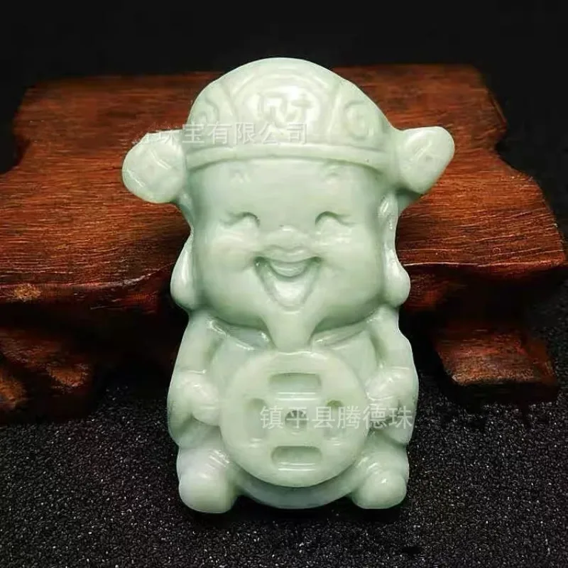 Natural Bean Green Handmade Carving Wealth God Pendant Fashion Boutique Jewelry Men's and Women's Loan Chain Gifts
Natural Bean Green Handmade Carving Wealth God Pendant Fashion Boutique Jewelry Men's and Women's Loan Chain Gifts