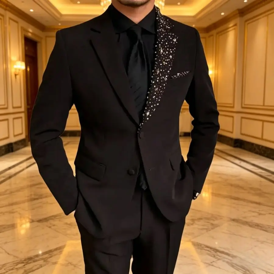 Luxury Formal Wedding Tuxedo with Beads Details 2 Pieces Slim Fit Men Suits for Groom Prom Party Blazer Jacket Pants Set Outfit
Luxury Formal Wedding Tuxedo with Beads Details 2 Pieces Slim Fit Men Suits for Groom Prom Party Blazer Jacket Pants Set Outfit