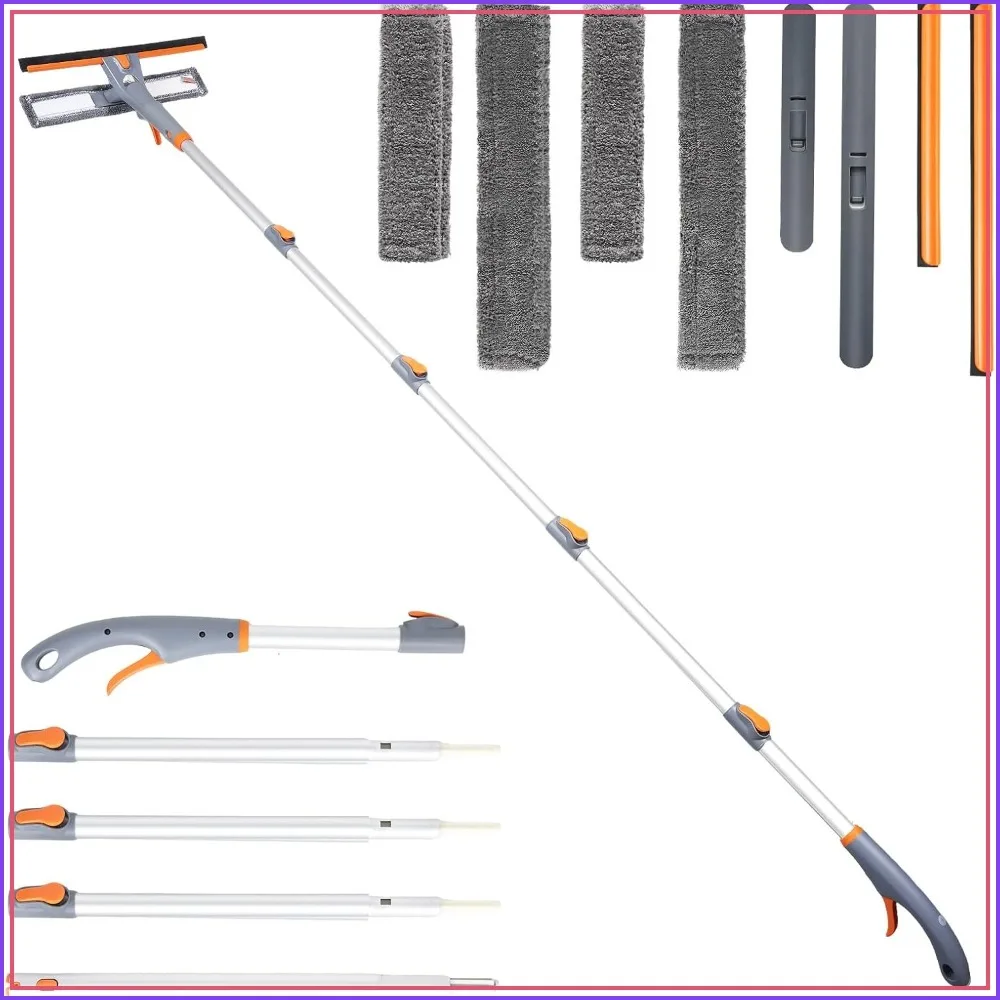 3-in-1 Spray Window Squeegee Cleaner, 76" Window Washing Kit with 5-Section Extension Pole, Microfiber & Chenille Pads, Glass Wiper for Indoor/Outdoor & Car
3-in-1 Spray Window Squeegee Cleaner, 76" Window Washing Kit with 5-Section Extension Pole, Microfiber & Chenille Pads, Glass Wiper for Indoor/Outdoor & Car