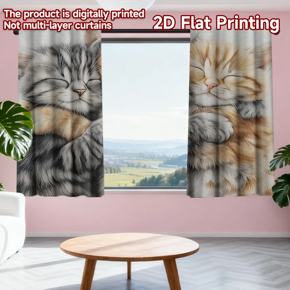 2D flat printing 2pcs Party Curtains Cozy Cats Cuddling Digital Printed Polyester Drapes Festive Holiday Use for Holiday Family
2D flat printing 2pcs Party Curtains Cozy Cats Cuddling Digital Printed Polyester Drapes Festive Holiday Use for Holiday Family