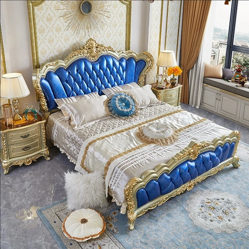 *o #$European Leather Wedding Bed - Classic King Size Princess Bed,French Classic with Carved Solid Wooden Frame Bedroom Set#
*o #$European Leather Wedding Bed - Classic King Size Princess Bed,French Classic with Carved Solid Wooden Frame Bedroom Set#