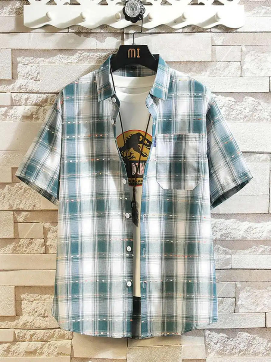 Summer ort Sve irt Men's Vintage Plaid Open Cardigan Sle Waist-Cinching Iron-Free PU Material Regular Thin
Summer ort Sve irt Men's Vintage Plaid Open Cardigan Sle Waist-Cinching Iron-Free PU Material Regular Thin