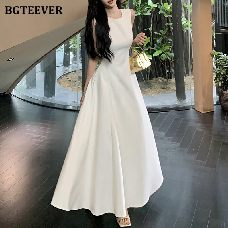 BGTEEVER Elegant O-neck Slim Waist A-line Dress for Women Summer Stylish Female Sleeveless Mid-Length Dress Ladies Vestidos
BGTEEVER Elegant O-neck Slim Waist A-line Dress for Women Summer Stylish Female Sleeveless Mid-Length Dress Ladies Vestidos