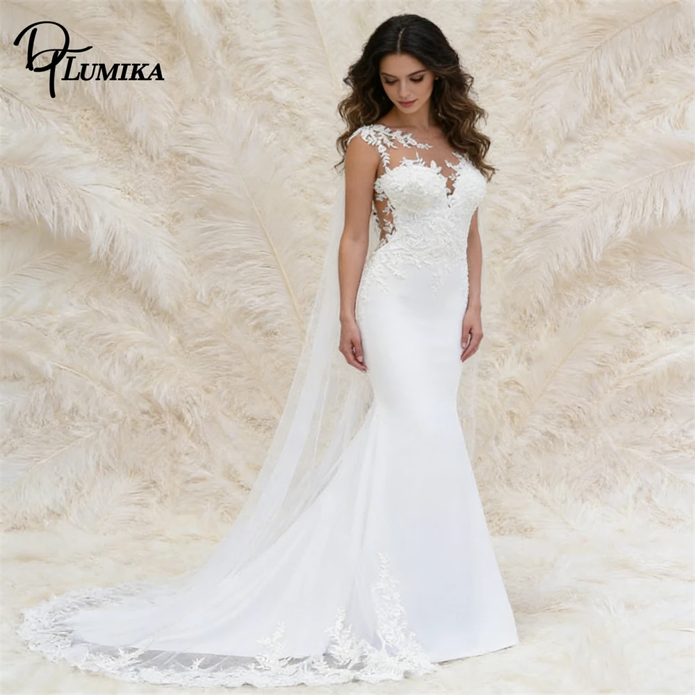 White Lace Mermaid Wedding Dress Illusion Neckline Chapel Train Formal Bridal Reception Engagement Party Dresses
White Lace Mermaid Wedding Dress Illusion Neckline Chapel Train Formal Bridal Reception Engagement Party Dresses