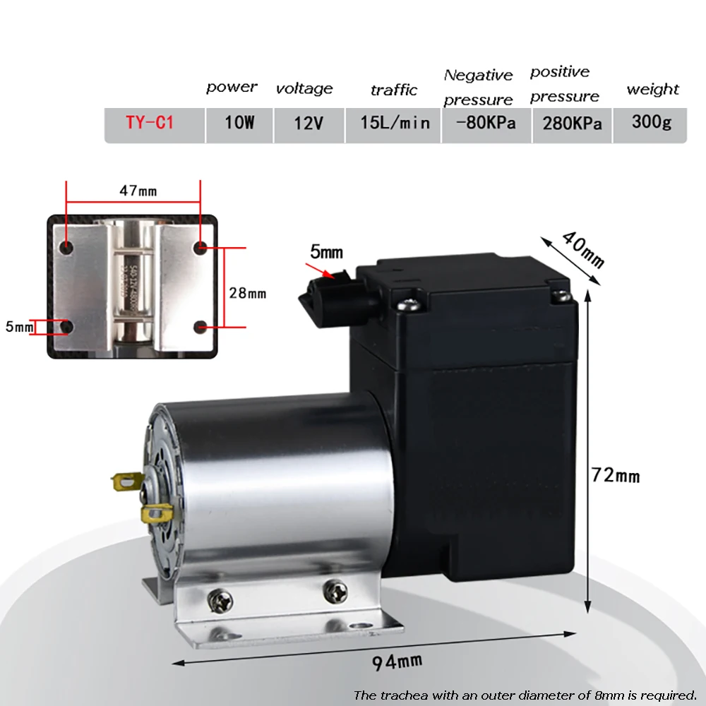 Mini Vacuum Pump 12V/24V/220V 12W Small Vacuum Suction Diaphragm Air Pump -70KPA +150KPA 10L/MIN
Mini Vacuum Pump 12V/24V/220V 12W Small Vacuum Suction Diaphragm Air Pump -70KPA +150KPA 10L/MIN