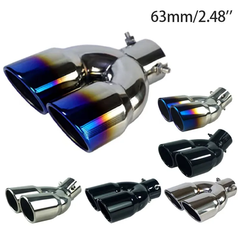 63mm/2.48'' Universal Car Double Outlet Exhaust Tailpipe Muffler Tube Nozzle Stainless Steel Slip On Blue / Silver / Black Style
63mm/2.48'' Universal Car Double Outlet Exhaust Tailpipe Muffler Tube Nozzle Stainless Steel Slip On Blue / Silver / Black Style