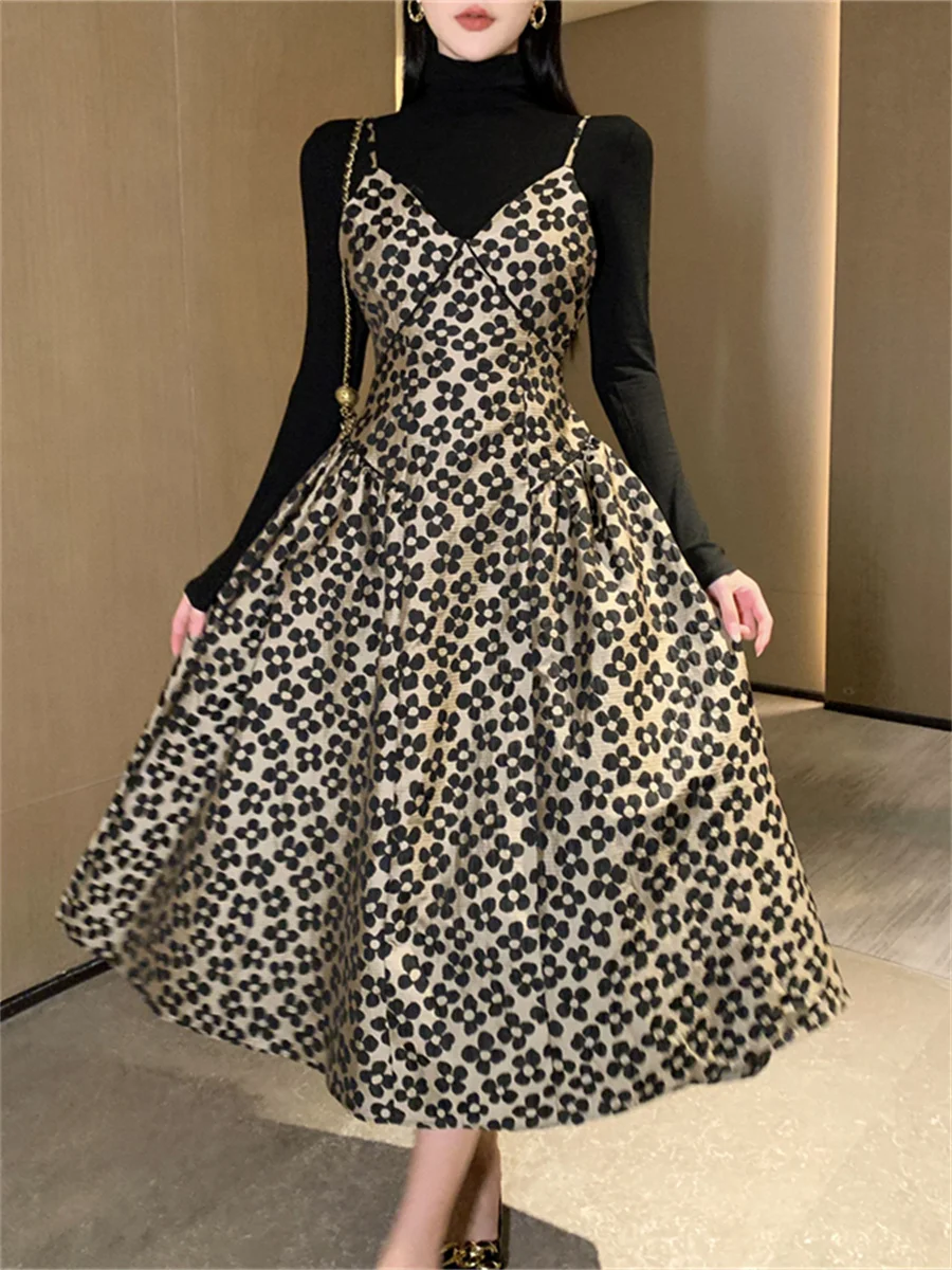 2025 Autumn Solid-Color Long-Sleeve Fitted Base Layer Tops + Vintage Court-Style Corset Jacquard Dress Two Piece Set For Women
2025 Autumn Solid-Color Long-Sleeve Fitted Base Layer Tops + Vintage Court-Style Corset Jacquard Dress Two Piece Set For Women