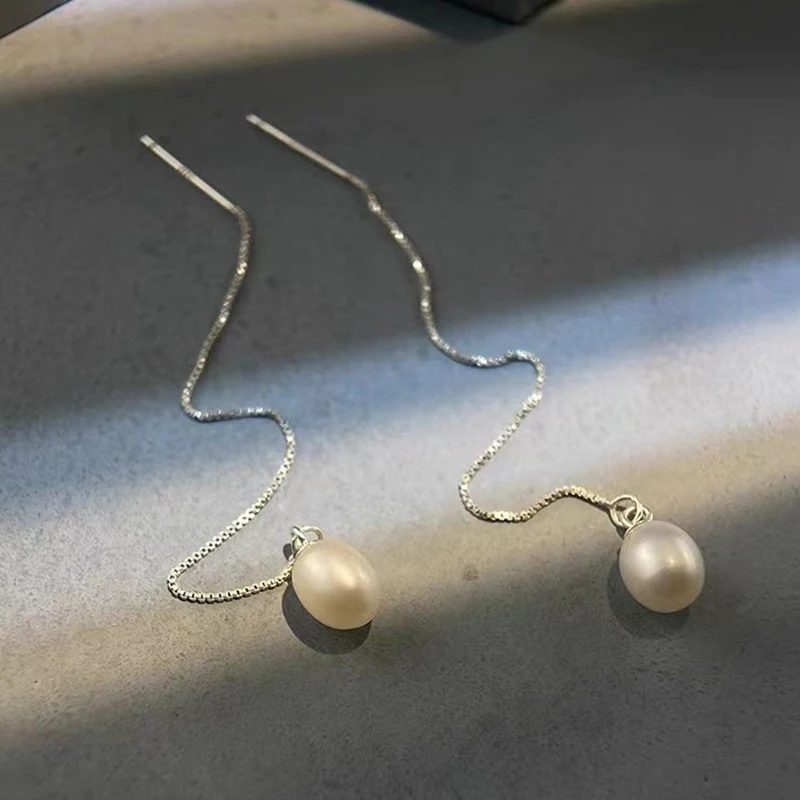 Real 925 Sterling Silver Pearl Pendant Chain Tassel Stud Earrings For Women Classic Fine Jewelry Light Luxury Accessories
Real 925 Sterling Silver Pearl Pendant Chain Tassel Stud Earrings For Women Classic Fine Jewelry Light Luxury Accessories