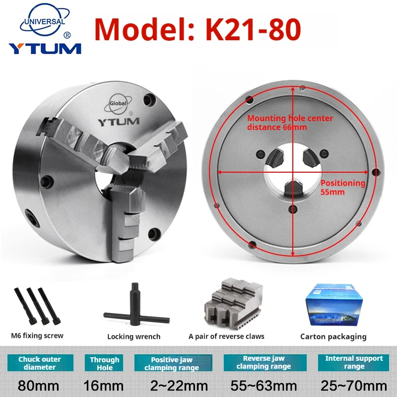 K21-80 80MM Three Jaws 3 Jaw Self-centering Manual anualathe Chuck Three-Grip Chuck Self Centering 2 Set of Jaws
K21-80 80MM Three Jaws 3 Jaw Self-centering Manual anualathe Chuck Three-Grip Chuck Self Centering 2 Set of Jaws