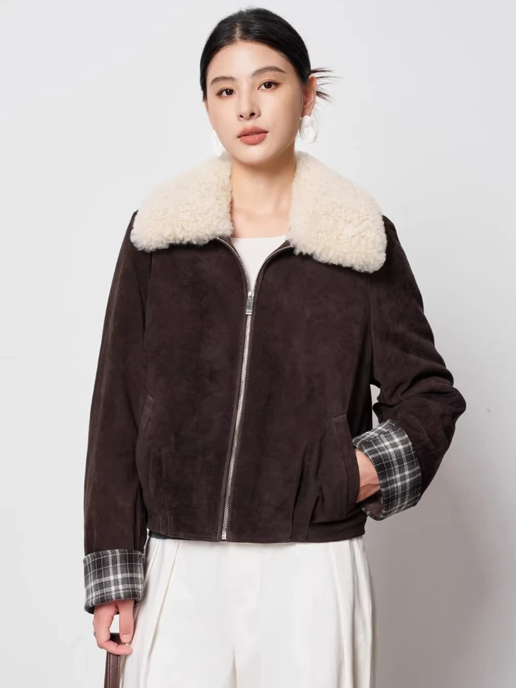 Short Winter Genuine Leather Goose Down Jackets for Women High-end Simple Natural Wool Collar Real Sheepskin Suede Down Coat
Short Winter Genuine Leather Goose Down Jackets for Women High-end Simple Natural Wool Collar Real Sheepskin Suede Down Coat