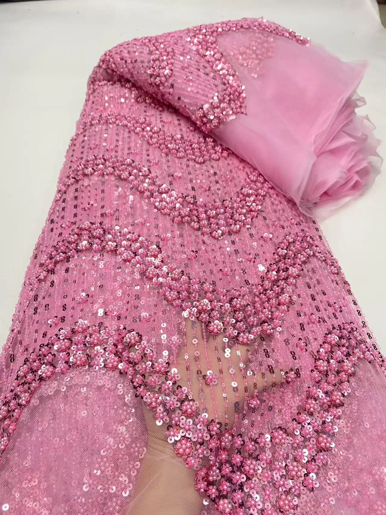 Pink African Groom Lace Fabric Latest Nigerian Laces Fabric 2025 High Quality Lace Sequins Embroidered French For Dresses Women
Pink African Groom Lace Fabric Latest Nigerian Laces Fabric 2025 High Quality Lace Sequins Embroidered French For Dresses Women