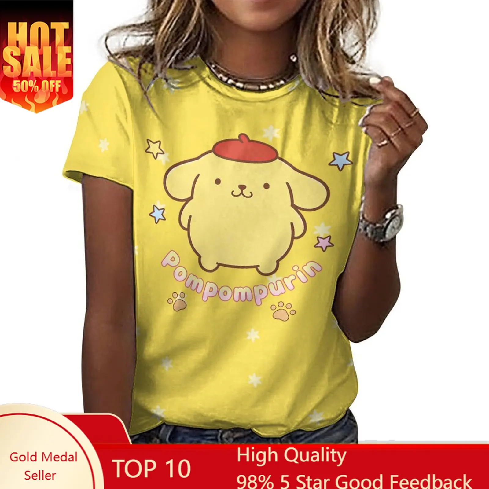 Pompompurin Tshirts Womens Short Sleeve Tshirt O Neck Cartoon Tee Tees Slim T Shirt Cute Tops Summer Clothing
Pompompurin Tshirts Womens Short Sleeve Tshirt O Neck Cartoon Tee Tees Slim T Shirt Cute Tops Summer Clothing