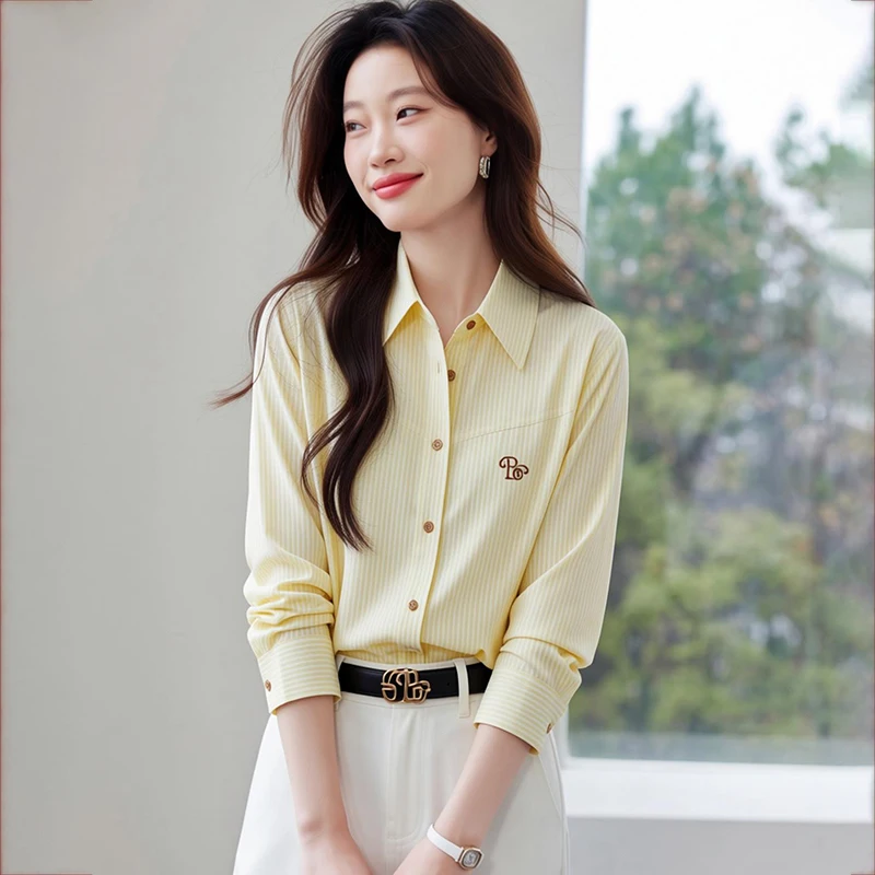 2026 Summer Women's Stain-Resistant Shirts Embroidery Long Sleeve Button Down Blouse Office Tops Print Stripe Clothes KN8703
2026 Summer Women's Stain-Resistant Shirts Embroidery Long Sleeve Button Down Blouse Office Tops Print Stripe Clothes KN8703