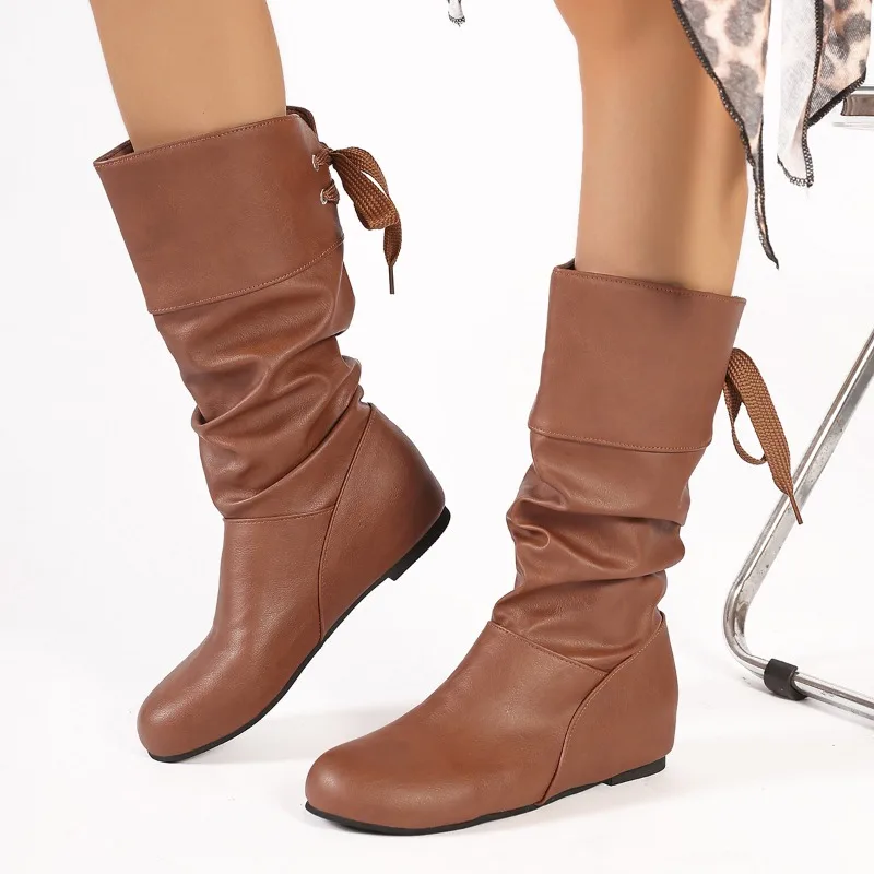 2024 Autumn Fashion Solid Slip on Shoes Ladies High Boot Women Shoes New Pleated Wedge Long Boots Round Toe Women Leather Boots
2024 Autumn Fashion Solid Slip on Shoes Ladies High Boot Women Shoes New Pleated Wedge Long Boots Round Toe Women Leather Boots