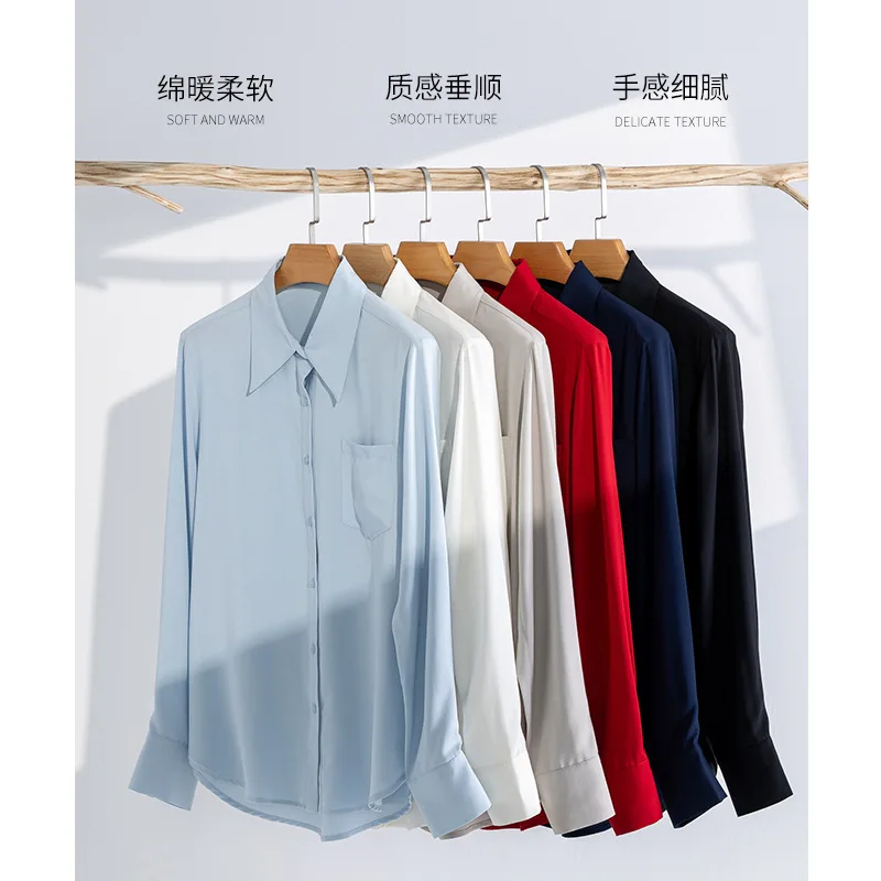 Spring Women Pocket No-iron Shirt Turn Down Collar Loose Long Sleeve Soft Smooth Anti-wrinkle Tops
Spring Women Pocket No-iron Shirt Turn Down Collar Loose Long Sleeve Soft Smooth Anti-wrinkle Tops