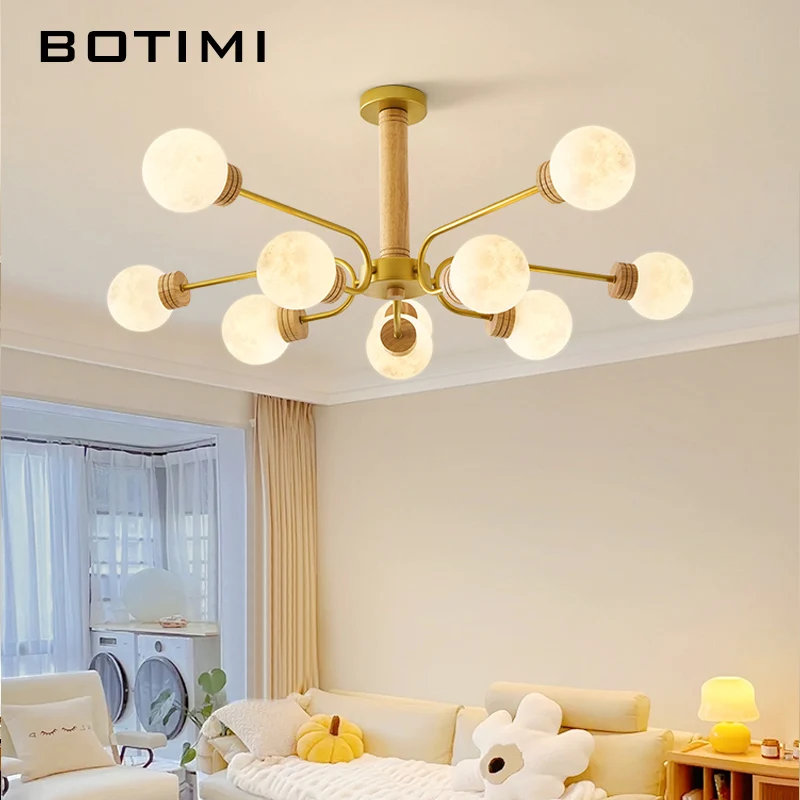 BOTIMI Solid Wood Chandelier With Acrylic Moon Lampshades For Living Room Nordic Style Wooden Dining Light Golden Bedroom Lustre
BOTIMI Solid Wood Chandelier With Acrylic Moon Lampshades For Living Room Nordic Style Wooden Dining Light Golden Bedroom Lustre