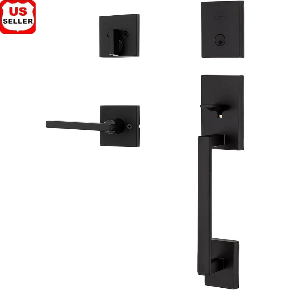 Kwikset San Clemente Deadbolt Entry Door Lock Handle Set Exterior Interior Reversible Lever Matte Black Microban Protection
Kwikset San Clemente Deadbolt Entry Door Lock Handle Set Exterior Interior Reversible Lever Matte Black Microban Protection