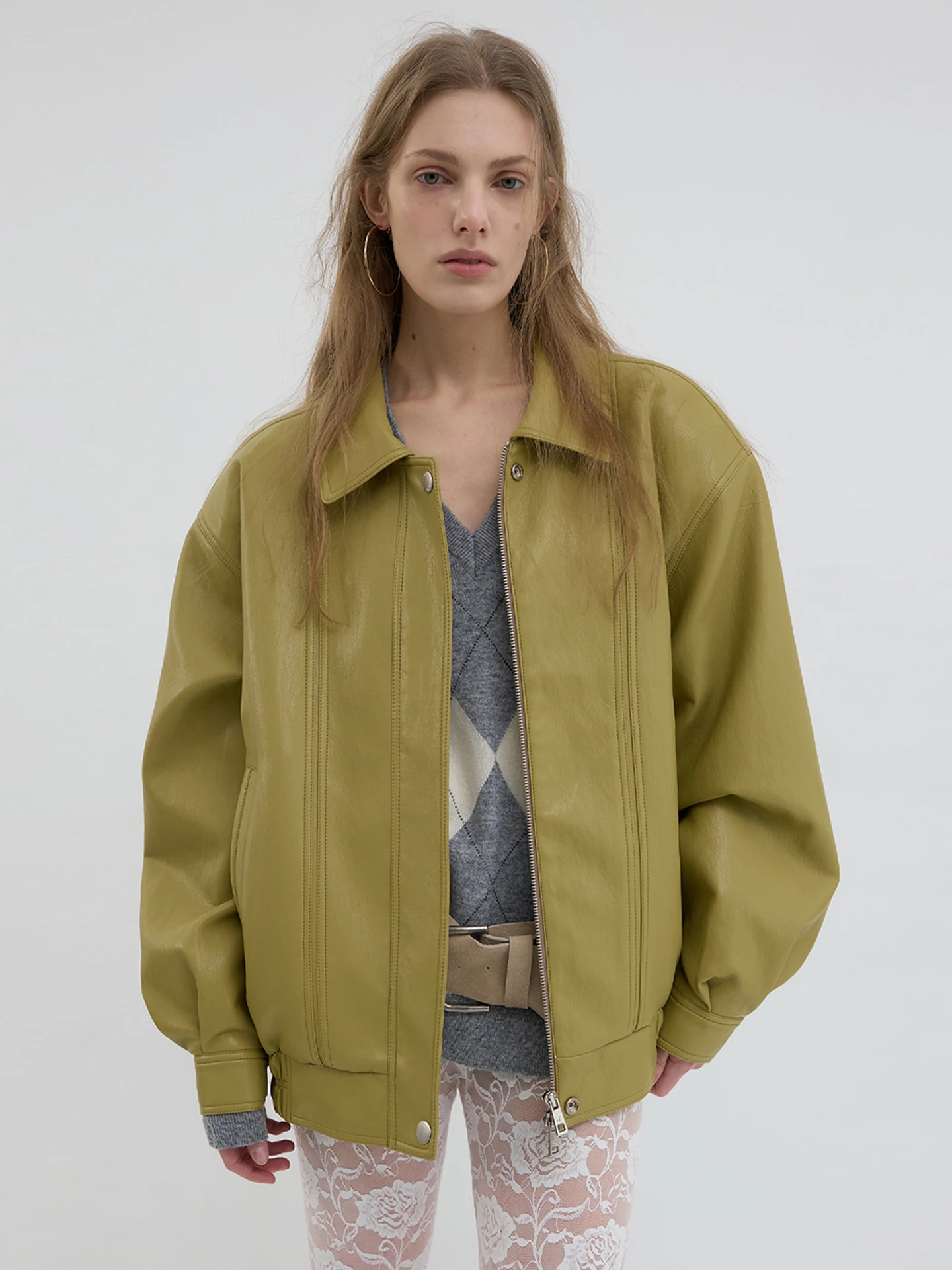 Canary Yellow Leather Jacket Women's Early Spring Korean Style Retro Workwear Collar Jacket Outerwear Loose Fit Long Sleeve
Canary Yellow Leather Jacket Women's Early Spring Korean Style Retro Workwear Collar Jacket Outerwear Loose Fit Long Sleeve