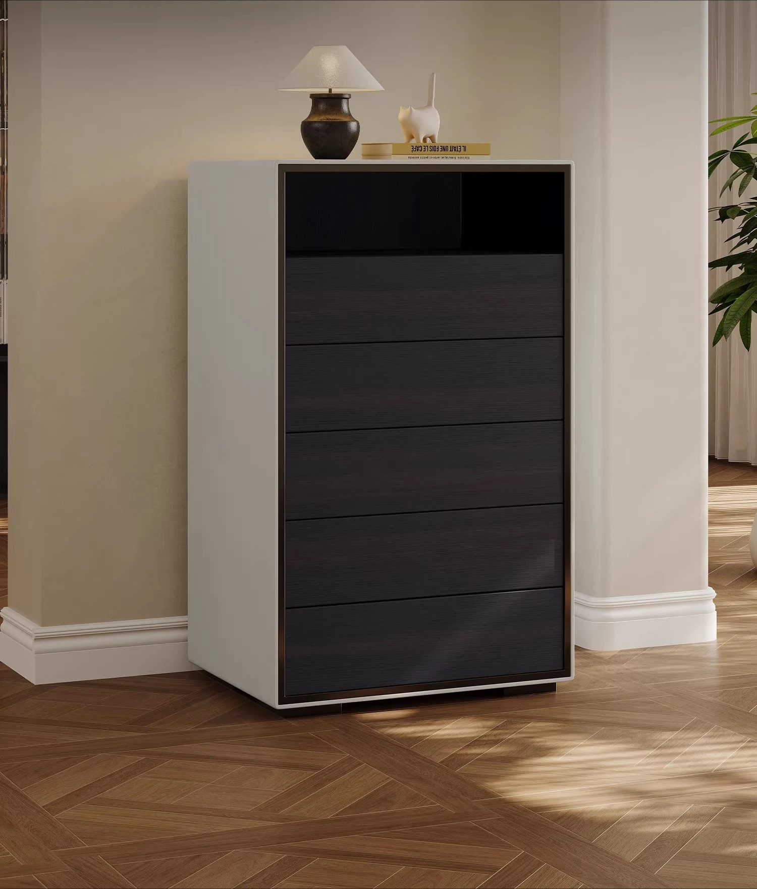 Modern simple saddle leather chest of drawers bedroom Italian minimalist black and white chest of drawers living room
Modern simple saddle leather chest of drawers bedroom Italian minimalist black and white chest of drawers living room
