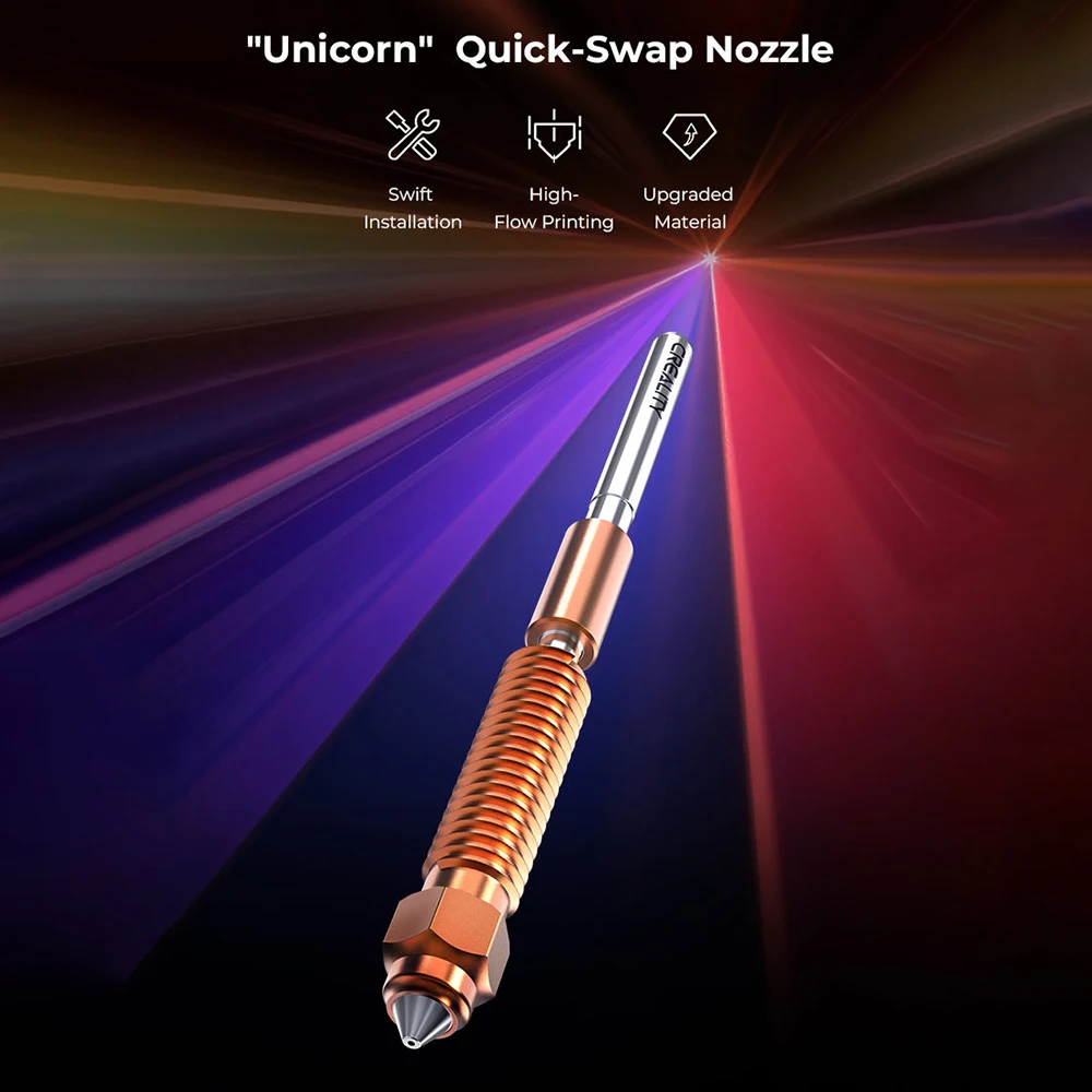 Сопло Creality 0.4 мм с быстрой заменой, высокопроизводительное, цельнометаллическое, интегрированная конструкция для 3D-принтеров K1C/Ender-3 V3/Ender-3 V3 Plus
Сопло Creality 0.4 мм с быстрой заменой, высокопроизводительное, цельнометаллическое, интегрированная конструкция для 3D-принтеров K1C/Ender-3 V3/Ender-3 V3 Plus