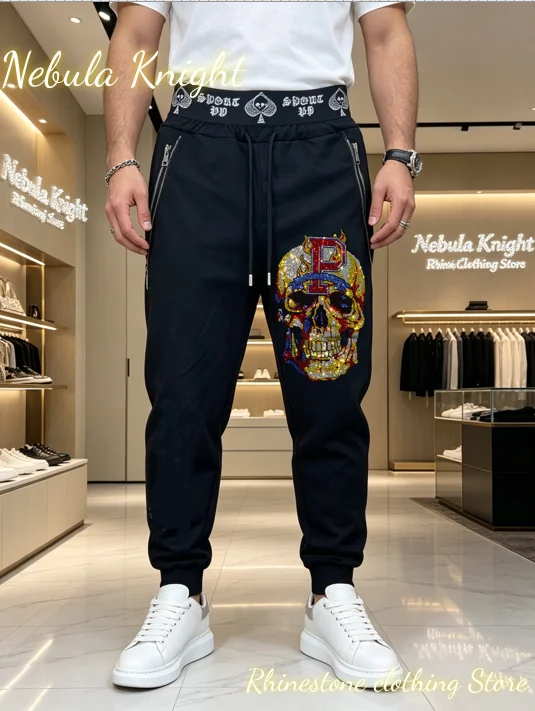 Fashion Street Style Male Sweat Trousers Luxury Rhinestone Decoration Elastic Waist Zipper Pocket Daily Casual Pants
Fashion Street Style Male Sweat Trousers Luxury Rhinestone Decoration Elastic Waist Zipper Pocket Daily Casual Pants