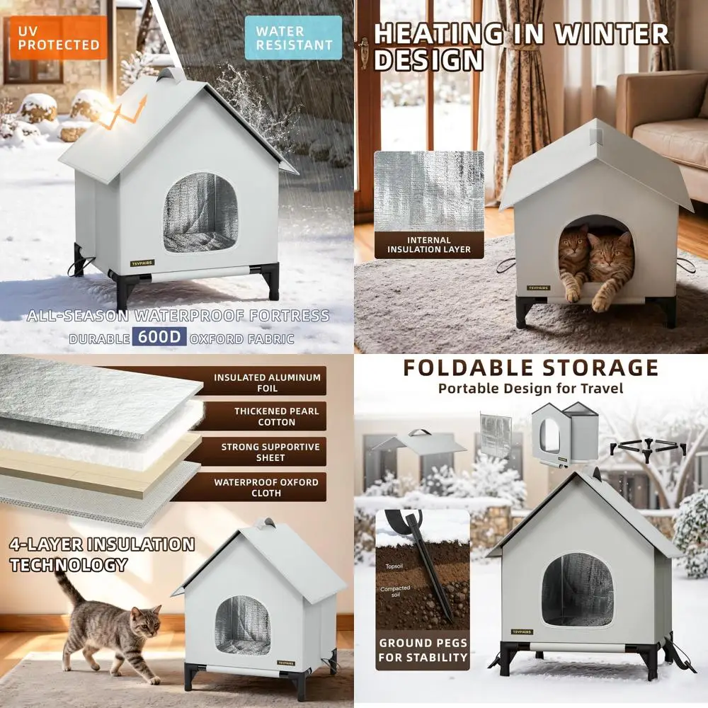 Weatherproof Insulated Cat Shelter for Small to Medium Cats - Suitable for Indoor and Outdoor Use
Weatherproof Insulated Cat Shelter for Small to Medium Cats - Suitable for Indoor and Outdoor Use